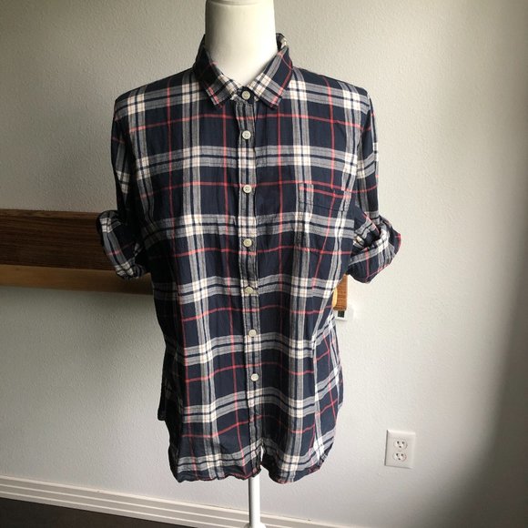 JCrew, The Perfect Shirt, Blue Plaid, WL - Picture 1 of 8